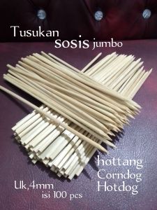 TUSUK SATE TUSUKAN SOSIS TUSUKAN BAMBU. TUSUK CORNDOG/TUSUK BBQ/TUSUKAN  CUMI TUSUKAN SOSIS/DIAMETER 4MILI UJUNG TAJAM/20cm/25cm/30cm/35cm/PER 100 PCS
