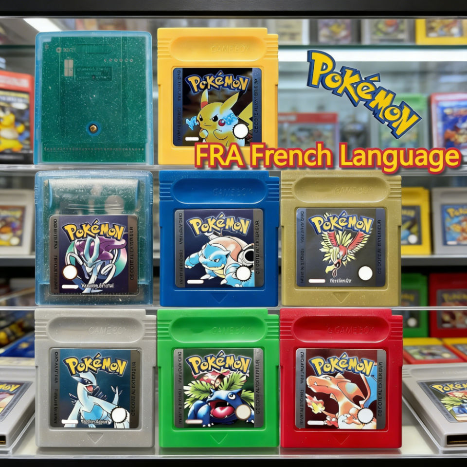 Takara Tomy | French Language 16-Bit Video Game Console Card Pokemon Series GBC Game Cartridge Red Yellow Blue Crystal Gold Silver Gifts