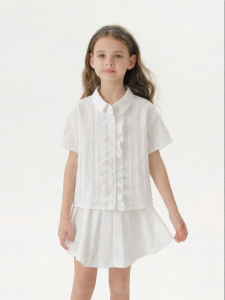 Marc&Janie | Sweet Lace Girls Cotton Embroidery Short Sleeve Shirt