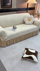 1/2/3/4 Seat Skirt Sofa Cover Universal Thicken Sofa Protector Jacquard L-shaped Slipcover