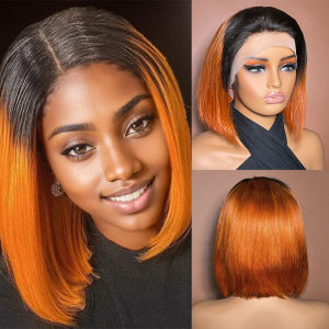 Mẫu Tóc Giả Lưới Trước 13x4 Highlight Bone Straight Tóc Người Kiểu Bob Ngắn Chất Liệu Brazil Dành Cho Nữ Có Đường Ngôi Tự Do Lưới Trong Suốt