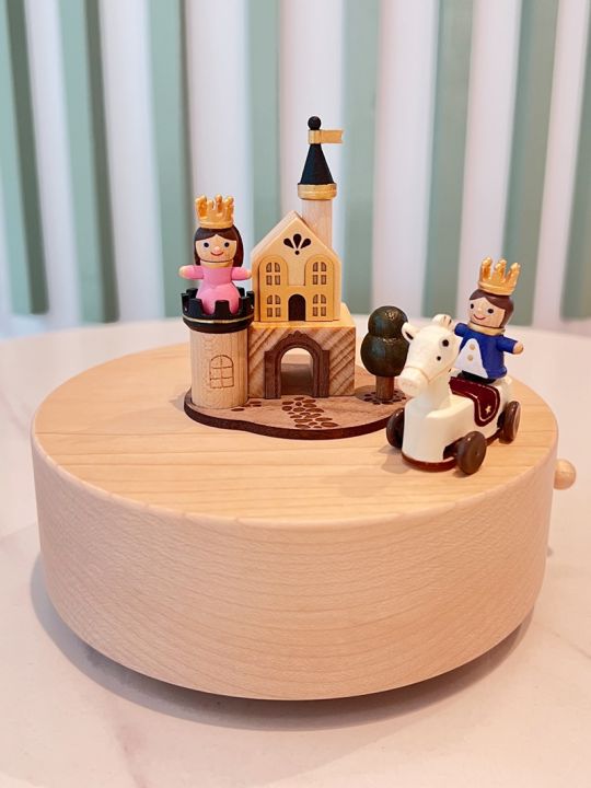Prince Princess Music Box Wooden Rotating Octave Birthday Gift Creative Christmas Friend Jeancard Taiwanese Home Decor Accessories