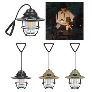 [Arrived within 3 days] Emergency Light Lantern 2700K/6500K Mini Metal Chandelier Type C Charging Retro Atmosphere Chandelier for Fishing Hiking