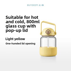 BUYDEEM | Heat-resistant Large Capacity Straw Glass Water Bottle