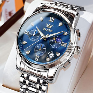 OLEVS Original Watch for Men Waterproof Quartz Mens Watches Quartz Business Man Stainless Steel blue Sports With Box Date 2858