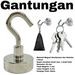 Gantungan Magnet Serbaguna Besi Tempel Kuat Hook 20mm