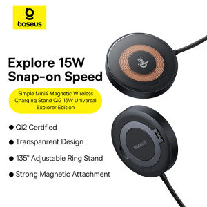 Baseus 15W Mag-netic Wireless Charger Qi2 Certified Fast Charging Built-in Stand Phone Charger For iPhone17 16 15 14 13 Pro Max