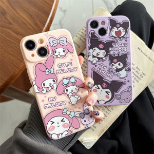 Cartoon Meilidi Kuromi Girl Heart Silicone Phone Case Full Cover Protection for Apple 15Pro Max iPhone 14 Soft Shockproof