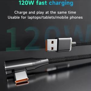 Cáp USB Type C NNBILI 120W Sạc Siêu Nhanh 6A Cáp Dữ Liệu Bện Sạc Nhanh Cho Thiết Bị Chơi Game Huawei Samsung