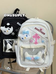 Cute Star Wars Japanese Style INS Candy Colored Medium Canvas Backpack for Students with Zipper Closure and Cartoon Pattern