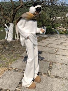 White Bell Bottom Casual Pants Womens High Waist Loose Slim Straight Leg Floor Length Sport Sweatpants New Spring Arrival