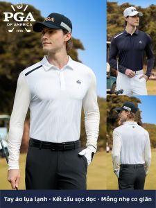 PGA | Mens Sun Protection Long Sleeve Golf Polo Shirt