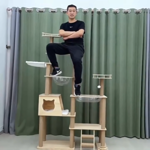 คอนโดไม้ คอนโดแมวสีขาว คอนโดแมวใหญ่ ไม้สวยไร้เหลี่ยมคม มั่นคง และไม่ล้ม แมว1-7 198CMหนาพิเศษ โครงปีนแมว หลุมแมว cat tree towerของเล่นแมว คอนโดแมวราคาถูก บ้านไม้แมว