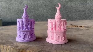 Kawaii Castle Pastel Aesthetic 3D Moon Star Resin Pencil Holder for Girls Cute Desk Organizer Makeup Brush Holder