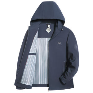 Yaloo Mens Hooded Jacket Spring 2024 Casual Windproof Outdoor Sports Top Polyester Fiber Standard Fit Short Length
