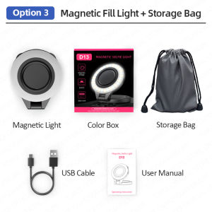 TOKQI | TOKQI Magnetic Fill Light Pocket Selfie Ring Light 180° Rotation Three-color LED Lamp for Phone Photography and Live Makeup
