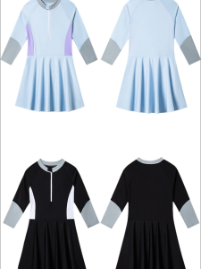 [Fast Shipping] Girls One-piece Long Sleeved Swimwear Sun Protection Quick Drying Swimsuit for Kids Girl 7-14 Yrs