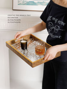 Luxury Golden Tree-shaped Tray Rectangular