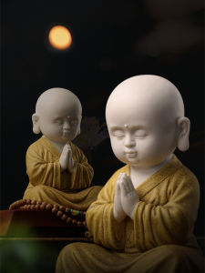 Creative Ceramic Zen Figure Cute Little Monk Tea Space Decoration Chinese Style Living Room Decorative Accessories Handmade