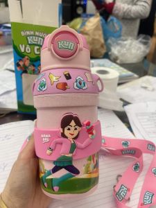 Bình nước nhựa lúa mạch 430ml có ống hút và dây đeo