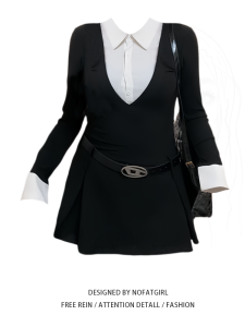 Váy Ngắn Cạp Cao Phong Cách Hàn Quốc Cho Nữ Cỡ Lớn Mùa Thu Đông Mới Pure Desire Váy Midi Cạp Cao Thon Gọn Cho Nữ