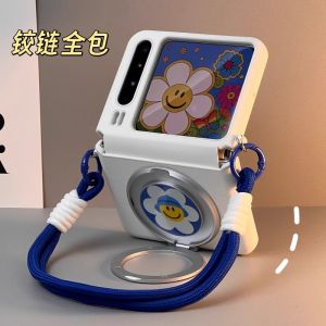 Korean Style Smiling Face Stand Suitable for Huawei PuraX Folding Screen Mobile Phone Case Leather Xiaomi Mixflip Handheld