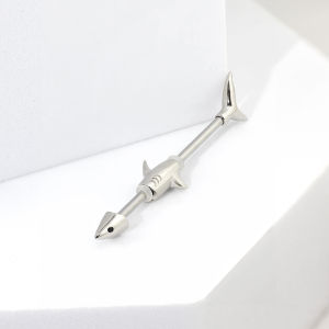 ต่างหูเจาะอุตสาหกรรมรูปปลาฉลามสแตนเลส1ชิ้นต่างหูอุตสาหกรรมขนาด14กรัมเครื่องประดับกระดูกอ่อนที่ติ่งหน้ารูหูแหวนอุตสาหกรรม