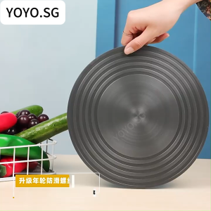 Multifunctional Round Heat Conduction Plate Quick Thawing Stable Support For Large & Small Utensils And Anti-Burning  For Gas Stove -Black