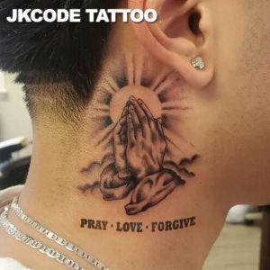 Temporary Tattoos Sketch Tattoo Holy Maria Pray & Love Waterproof Botanical Hand Tattoos Magic Tattoos Lasts 1-2 Weeks