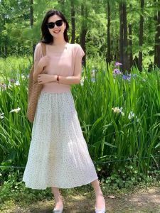 VKSOD | Pink Floral Short Sleeve Set Summer New Style Womens Clothing Light Maturity Fashion Streetwear Anti-Aging VKSOd DSD06-8573