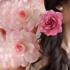 ปิ่นปักผมดอกไม้สีสันสดใสสไตล์ฮาวายเอี้ยนปิ่นปักผมดอกไม้บานใหญ่สวยสง่าเครื่องประดับชุดสายเดี่ยวสำหรับฤดูร้อน