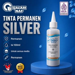 Tinta Permanen Silver Tinta permanen Qalamnaf Warna perak Silver 100 ml