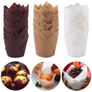 50pcs Tulips Paper Cups Tulips Cupcake Liner Easy Release Muffin Cups Baking Paper Cup