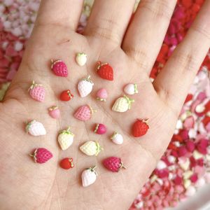 30PCS Simulated Cute Strawberry Nail Art Charms Creative Colorful Strawberry Resin Nail Decorations for DIY Hairpin Nails Crafts