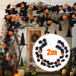 200cm Halloween Maple Leaf Vine Artificial Leave Pumpkin Skeleton Spider Rattan Garland Thanksgiving Party Home Decor Supplies