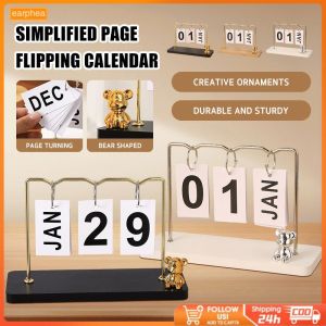 Nordic Simple Wooden Desk Calendar Perpetual Creative Desktop Chic Flip Calendar Office Desktop Deco earphea