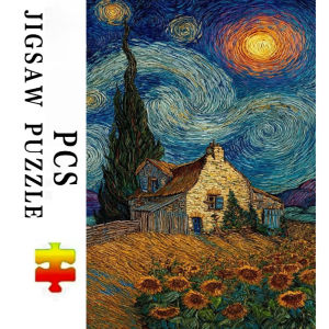 Beautiful Van Gogh Starry House Scene Jigsaw Puzzle 500/1000/1200/2000PCS Mindful Game Stress Relief Decor Gift