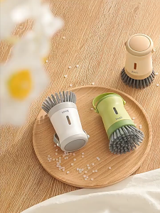 BOSSLU Sikat Cuci Wajan Otomatis Tekan-Dispenser Sabun Anti Gores untuk Wajan dan Peralatan dapur