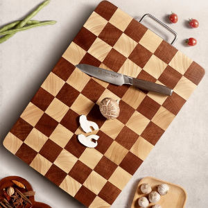 Antibacterial Nordic Style Chessboard Design Wooden Cutting Board Freshness Preservation Home Use Adzuki Bean Wood Chopping Board