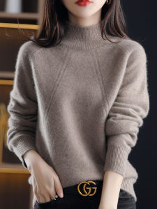 Áo Len Dệt Kim Dày Dài Tay Cổ Cao Màu Trơn Cỡ Lớn Cho Nữ Mùa Thu Đông Thường Ngày Thoải Mái Thoáng Khí