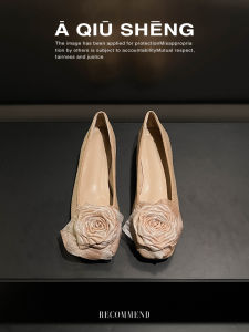 Leather Version New Chinese Style Rose Flower Square Head Single Shoes Women 2025 New Model Slip-On Thick Heel Elegant Casual Fashion