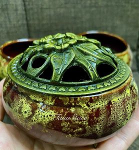 HỦ/ LƯ XÔNG TRẦM HƯƠNG BẰNG SỨ VÀ NẮP ĐỒNG CAO CẤP- TẶNG KÈM VẢI CHỐNG CHÁY- TANU STORE