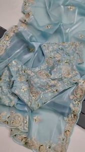 Blue Premium Georgette Saree💟💟💟