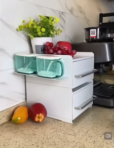 ✳️TSG65✳️ Dustproof Entrance Storage Drawer with Magnetic Divider Coffee Machine Holders Coffee Capsule Storage Desktop Instant Powder Drink Storage Coffee Machine Stands Office Table Storage Drawer Kitchen Storage Rack Cup Storage Rack