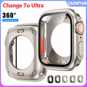 PC Firm Cover for Apple Watch Case 45mm 44mm Glass Appearance Upgrade 49mm Turning into ultra iWatch 8 7 6 5 4 SE