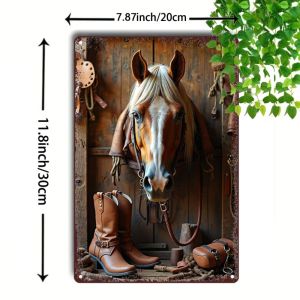 CIFbuy | Vintage Majestic Horse Portrait Metal Sign Rustic Wall Art Plaque For Room Cafe And Bar Suitable For All Seasons