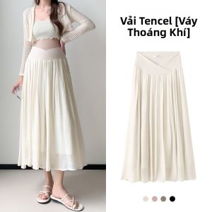 MIDULI | Chân Váy Dành Cho Bà Bầu Mùa Hè Nhẹ Nhàng Mid-Length Cho Phụ Nữ Bé Gọn