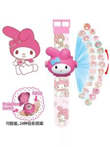 MeiLetti Projection Watch Cartoon Electronic Glowing Watch Toys Cotton Candy Dog KT Cat Childrens Watch Gifts Cute Festive Supplies