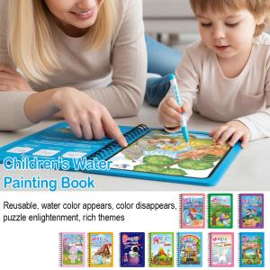 Kids DIY Magic Water Drawing Book Reusable Water Coloring Quiet Book Toddler Doodle Graffiti Album Clear Water Painting Toy