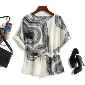 Retro Printed Strapless Short Sleeve T-Shirt Dress for Women Loose Fit Summer Cool Chic Style Single Piece Work Clothing